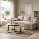 271-000049 Τραπέζι σαλονιού Solme I pakoworld 2τεμ σε φυσική απόχρωση- μαύρα μεταλλικά πόδια