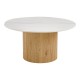 413-000005 Τραπέζι σαλονιού Sikulu pakoworld mdf oak - λευκή όψη τραβερτίνας Φ80x40εκ