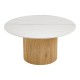 413-000005 Τραπέζι σαλονιού Sikulu pakoworld mdf oak - λευκή όψη τραβερτίνας Φ80x40εκ