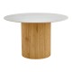413-000003 Τραπέζι Sikulu pakoworld mdf oak - λευκή όψη τραβερτίνας Φ125x77εκ