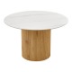 413-000003 Τραπέζι Sikulu pakoworld mdf oak - λευκή όψη τραβερτίνας Φ125x77εκ
