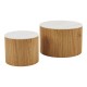 413-000001 Τραπέζια σαλονιού Nelba pakoworld 2τμχ mdf oak - κεραμική επιφάνεια όψη μαρμάρου