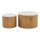 413-000001 Τραπέζια σαλονιού Nelba pakoworld 2τμχ mdf oak - κεραμική επιφάνεια όψη μαρμάρου