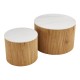 413-000001 Τραπέζια σαλονιού Nelba pakoworld 2τμχ mdf oak - κεραμική επιφάνεια όψη μαρμάρου