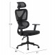 ΚΑΡΕΚΛΑ ΓΡΑΦΕΙΟΥ NOVAR HM1218.01 ΜΑΥΡO MESH--ΒΑΣΗ PP 51x49x121-129Υεκ
