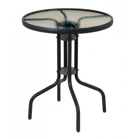 28275-21070-70-BLACK  Στρογγυλό Μεταλλικό Τραπέζι Με Τζάμι 70 x 70(h)cm