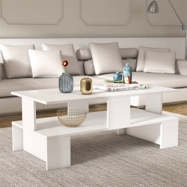 120-000372 Τραπέζι σαλονιού Olly pakoworld λευκό 120x60x47εκ