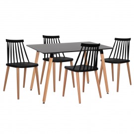 ΣΕΤ ΤΡΑΠΕΖΑΡΙΑΣ 5ΤΜΧ MINIMAL HM21178 MDF TOP ΣΕ ΜΑΥΡΟ-ΣΚΕΛΕΤΟΣ ΣΕ ΦΥΣΙΚΟ ΞΥΛΟΥ