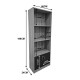 383-000113 Βιβλιοθήκη Tekaro pakoworld sonoma-ανθρακί 60x29x166εκ