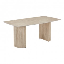 096-000054 Τραπέζι Loosir pakoworld mdf-sandstone σε όψη τραβερτίνας 180x90x74εκ