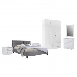 ΣΕΤ ΚΡΕΒΑΤΟΚΑΜΑΡΑΣ 6ΤΜΧ CARLY HM10884.05 ΜΕΛΑΜΙΝΗ ΛΕΥΚΗ-ΥΦΑΣΜΑ ΓΚΡΙ