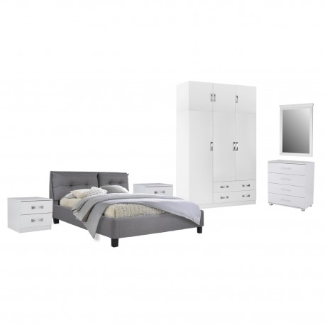 ΣΕΤ ΚΡΕΒΑΤΟΚΑΜΑΡΑΣ 6ΤΜΧ CARLY HM10884.05 ΜΕΛΑΜΙΝΗ ΛΕΥΚΗ-ΥΦΑΣΜΑ ΓΚΡΙ