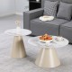 278-000056 Τραπέζια σαλονιού Duoma pakoworld σετ 2τεμ μέταλλο cappuccino- τραβερτίνα με εφε μαρμάρου