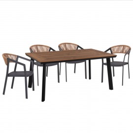 ΣΕΤ ΤΡΑΠΕΖΑΡΙΑΣ 5ΤΜΧ TABER HM10832.01 ΚΑΡΕΚΛΕΣ & ΤΡΑΠΕΖΙ ΑΛΟΥΜ.-POLYWOOD-ΓΚΡΙ