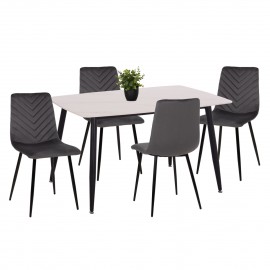 ΣΕΤ ΤΡΑΠΕΖΑΡΙΑΣ 5ΤΜΧ LATRELL HM21192 ΤΡΑΠΕΖΙ ΚΕΡΑΜΙΚΟ TOP-ΒΕΛΟΥΔΟ ΓΚΡΙ ΚΑΡΕΚΛΕΣ