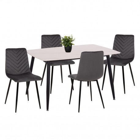 ΣΕΤ ΤΡΑΠΕΖΑΡΙΑΣ 5ΤΜΧ LATRELL HM21192 ΤΡΑΠΕΖΙ ΚΕΡΑΜΙΚΟ TOP-ΒΕΛΟΥΔΟ ΓΚΡΙ ΚΑΡΕΚΛΕΣ