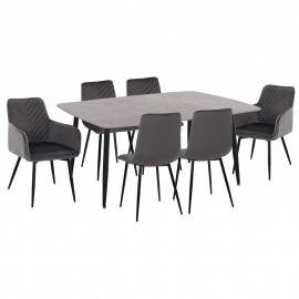 ΣΕΤ ΤΡΑΠΕΖΑΡΙΑΣ 7ΤΜΧ RAVEN HM21070.03 ΚΕΡΑΜΙΚΟ TOP--4 ΚΑΡΕΚΛΕΣ & 2 ΠΟΛΥΘΡΟΝΕΣ ΓΚΡΙ