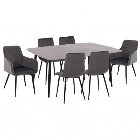 ΣΕΤ ΤΡΑΠΕΖΑΡΙΑΣ 7ΤΜΧ RAVEN HM21070.03 ΚΕΡΑΜΙΚΟ TOP--4 ΚΑΡΕΚΛΕΣ & 2 ΠΟΛΥΘΡΟΝΕΣ ΓΚΡΙ