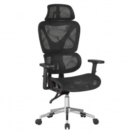 ΚΑΡΕΚΛΑ ΓΡΑΦΕΙΟΥ NOVAR HM1217.01 ΜΑΥΡO MESH--ΒΑΣΗ ΧΡΩΜΙΟΥ 51x49x129Υεκ