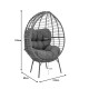 152-000020 Πολυθρόνα Nestie pakoworld wicker rattan γκρι-μεταλλικό γκρι πόδι-γκρι μαξιλάρι 102x80x155εκ