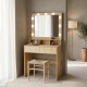 412-000002 Τουαλέτα κρεβατοκάμαρας Vanity pakoworld με led σε φυσική απόχρωση 80x40x140εκ