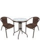 14990524 Σετ Τραπεζαρία Κήπου ArteLibre EARTH Καφέ Rattan/Γυαλί/Μέταλλο Με 2 Πολυθρόνες 14990524 Καφέ