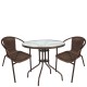14990527 Σετ Τραπεζαρία Κήπου ArteLibre EARTH Καφέ Rattan/Γυαλί/Μέταλλο Με 2 Πολυθρόνες 14990527 Καφέ