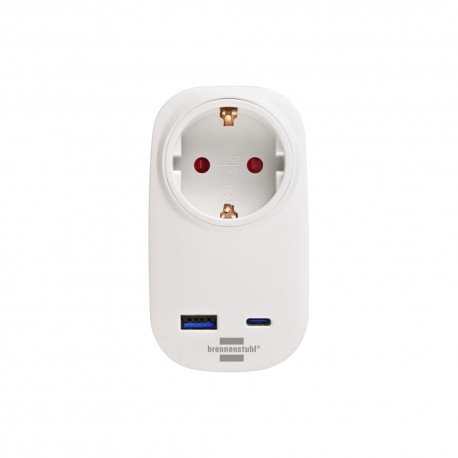 Αντάπτορας σούκο με USB-C 20W και USB-A 18W BRENNENSTUHL 1508210010