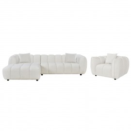 ΣΕΤ ΚΑΝΑΠΕΣ ΓΩΝΙΑ (ΑΡΙΣΤΕΡΗ)-ΠΟΛΥΘΡΟΝΑ LOUNGE LYKKE HM10820.02L ΕΚΡΟΥ ΥΦΑΣΜΑ