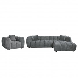 ΣΕΤ ΚΑΝΑΠΕΣ ΓΩΝΙΑ (ΔΕΞΙΑ)-ΠΟΛΥΘΡΟΝΑ LOUNGE LYKKE HM10820.01R ΓΚΡΙ ΥΦΑΣΜΑ