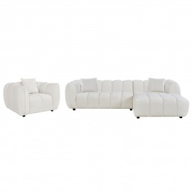 ΣΕΤ ΚΑΝΑΠΕΣ ΓΩΝΙΑ (ΔΕΞΙΑ)-ΠΟΛΥΘΡΟΝΑ LOUNGE LYKKE HM10820.02R ΕΚΡΟΥ ΥΦΑΣΜΑ