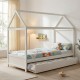 412-000013 Παιδικό κρεβάτι DreamHouse τ. Μontessori pakoworld με συρόμενο κρεβάτι ξύλο πεύκου λευκό 90x190εκ