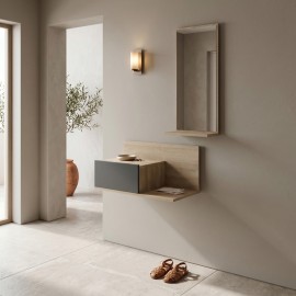 230-000258 Έπιπλο εισόδου με καθρέπτη Miranda pakoworld σε sonoma-ανθρακί απόχρωση 60x30x89.5εκ