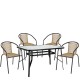 14990590 Σετ Τραπεζαρία Κήπου ArteLibre SUN Μαύρο/Φυσικό Rattan/Γυαλί/Μέταλλο Με 4 Πολυθρόνες 14990590 Φυσικό/Μαύρο