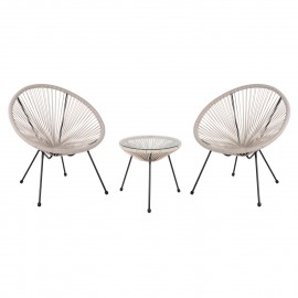 ΣΕΤ ΕΞΩΤΕΡΙΚΟΥ ΧΩΡΟΥ 3ΤΜΧ ACAPULCO HM11861.03 P.E.RATTAN ΕΚΡΟΥ-ΜΕΤΑΛΛΟ ΣΕ ΜΑΥΡΟ