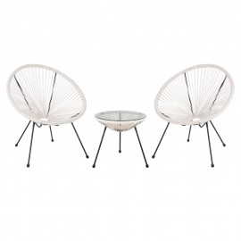 ΣΕΤ ΕΞΩΤΕΡΙΚΟΥ ΧΩΡΟΥ 3ΤΜΧ ACAPULCO HM11861.12 P.E.RATTAN ΛΕΥΚΟ-ΜΕΤΑΛΛΟ ΣΕ ΜΑΥΡΟ