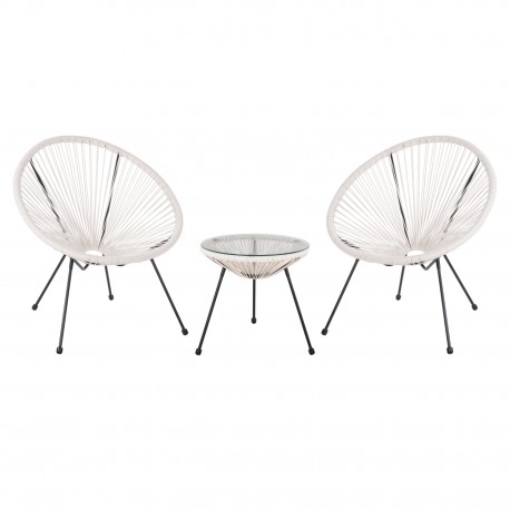 ΣΕΤ ΕΞΩΤΕΡΙΚΟΥ ΧΩΡΟΥ 3ΤΜΧ ACAPULCO HM11861.12 P.E.RATTAN ΛΕΥΚΟ-ΜΕΤΑΛΛΟ ΣΕ ΜΑΥΡΟ