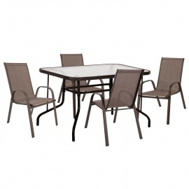 ΣΕΤ ΤΡΑΠΕΖΑΡΙΑΣ ΕΞ.ΧΩΡΟΥ 5ΤΜΧ ADAM HM10565.02 ΜΕΤΑΛΛΟ & TEXTILENE--ΚΑΦΕ
