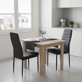 200-001162 Τραπεζαρία Manka-Parker pakoworld σετ 3τεμ mdf σε μαύρη-sonoma απόχρωση 80x80x77εκ