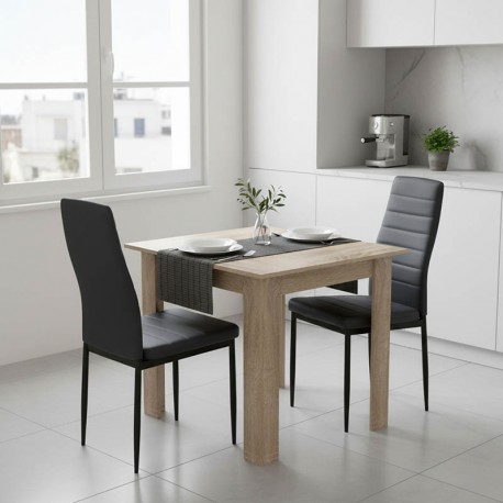 200-001162 Τραπεζαρία Manka-Parker pakoworld σετ 3τεμ mdf σε μαύρη-sonoma απόχρωση 80x80x77εκ