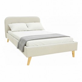 388-000027 Κρεβάτι LumiLux pakoworld ύφασμα σε μπεζ απόχρωση 160x200εκ