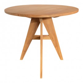 343-000127 Τραπέζι Cadrada pakoworld teak ξύλο σε φυσική απόχρωση Φ80x76εκ