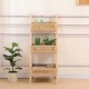 370-000040 Ραφιέρα επιδαπέδια 3όροφη Scandy pakoworld mdf-rattan σε φυσική απόχρωση 44x37x110εκ