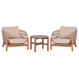 LOUNGE ΣΕΤ SANJI HM21214 ΤΡΑΠΕΖΙ & 2 ΠΟΛΥΘΡΟΝΕΣ--ΞΥΛΟ ΑΚΑΚΙΑΣ-ΑΛΟΥΜΙΝΙΟ-ΣΧΟΙΝΙ
