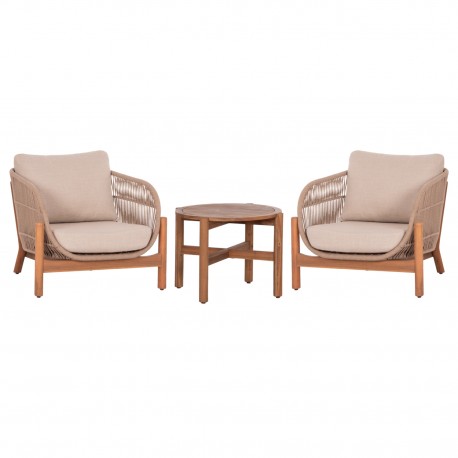 LOUNGE ΣΕΤ SANJI HM21214 ΤΡΑΠΕΖΙ & 2 ΠΟΛΥΘΡΟΝΕΣ--ΞΥΛΟ ΑΚΑΚΙΑΣ-ΑΛΟΥΜΙΝΙΟ-ΣΧΟΙΝΙ