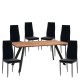 14990408 Σετ Τραπεζαρία (6+1) ArteLibre AOSA Μαύρο/Honey Maple Μέταλλο/MDF/Βελούδο 160x90x76cm 14990408 Φυσικό/Μαύρο/Maple