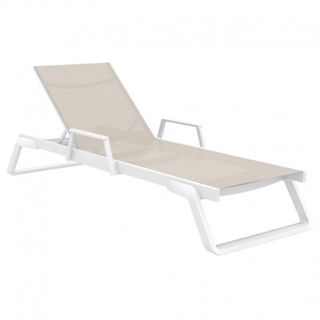 20-0692 TROPIC ΞΑΠΛΩΣΤΡΑ ΜΕ ΜΠΡΑΤΣΑ WHITE/TAUPE ΑΛΟΥΜ-ΠΟΛ/ΝΙΟΥ 210X72X31εκ.