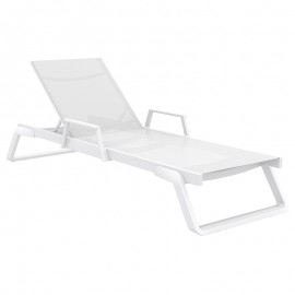 20-0691 TROPIC ΞΑΠΛΩΣΤΡΑ ΜΕ ΜΠΡΑΤΣΑ WHITE/WHITE ΑΛΟΥΜ-ΠΟΛ/ΝΙΟΥ 210X72X31εκ.