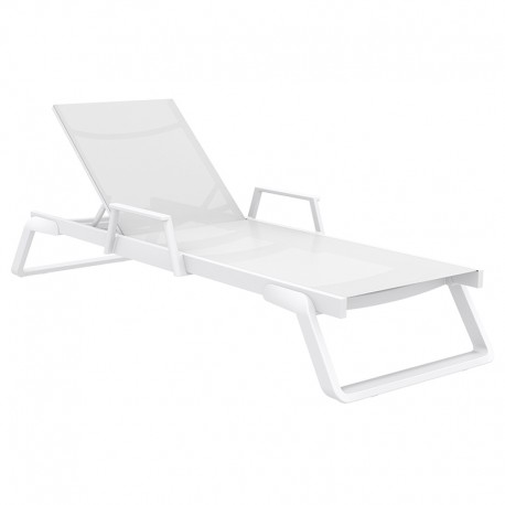 20-0691 TROPIC ΞΑΠΛΩΣΤΡΑ ΜΕ ΜΠΡΑΤΣΑ WHITE/WHITE ΑΛΟΥΜ-ΠΟΛ/ΝΙΟΥ 210X72X31εκ.