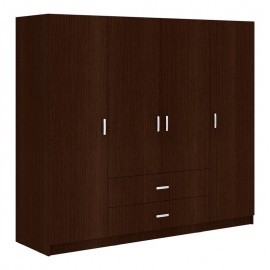 361-000113 Ντουλάπα τετράφυλλη Royal pakoworld με συρτάρια wenge 200x58x177εκ
